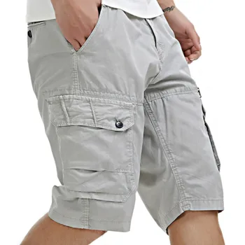 Нови мъжки къси панталони-карго, ежедневни Летни къси панталони, мъжки памучни модни камуфляжные къси панталони, мъжки панталони с дължина до коляното с множество джобове
