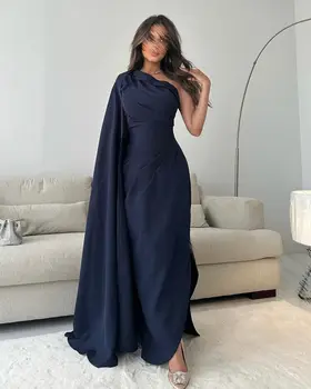 VD Саудитска Арабия Рокли за бала с цветове, с дълъг ръкав в едно рамо Vestidos De Fiesta Elegantes Para Mujer Дълги вечерни рокли за партита