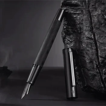 HONGDIAN 1860 Ретро черна писалка EF0.4mm / F0.5mm /M0.7mm с топчета изработени от титан с китайски възел, черна писалка за писма, канцеларски материали