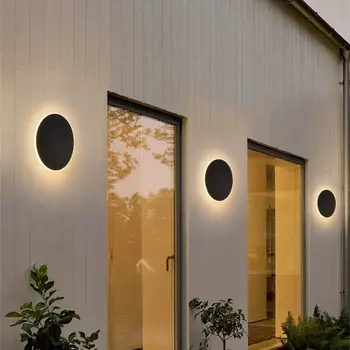Led скандинавски кръг, с монтиран на стената лампа, Външна водоустойчива лампа на верандата, влезте в коридор, пасаж, монтиране на led осветление, сензор за светлина