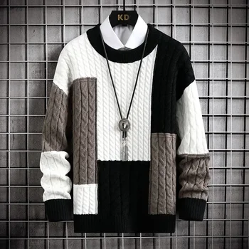 Ретро модерен мъжки пуловер в стил Генджуку, улично рокля в стил хип-хоп, пуловер, Свободен, здрав, висококачествен Универсален топ за двойки