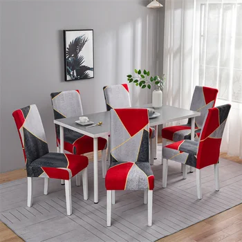 Червено-сив калъф за хранене столове от ликра за ресторант, сватба на калъфи за столове