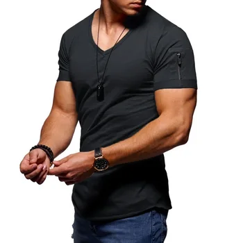 Мъжки Ежедневни тениска с къс ръкав голям размер с V-образно деколте и джоб, мъжки дрехи, Фланелка Оверсайз, Приталенная Градинска облекло 4XL 5XL
