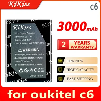 мощна батерия KiKiss капацитет 3000 mah C 6 за мобилен телефон oukitel C6 Batteria