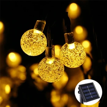 50 Светодиоди 10 М Кристална топка Слънчева Лампа Мощност на Led Гирлянди Приказни Светлини Слънчеви Гирлянди Градина Коледен Декор За Външна