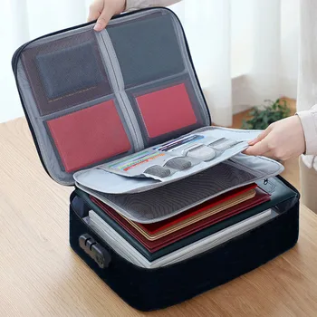 Чанта за съхранение на документи и многопластова чанта за сметки, портфолио за паспорт с ключалка, богат на функции за довършителни операции чанта-кутия