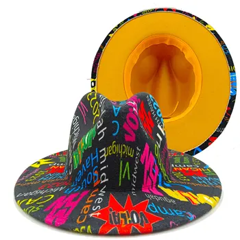 2023 Жълта фетровая шапка Панама фетровая шапка Дамски джаз шапка Църковна шапка Цилиндър Мъжки британската фетровая шапка шапка дамски