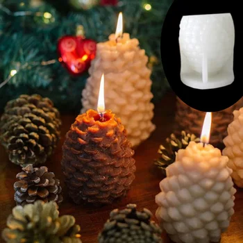 Борови шишарки, свещ, силиконова форма на Борова топка, Ароматна свещ, форма за сапун от смола, Коледни подаръци, аксесоари за бродерия, за украса на дома