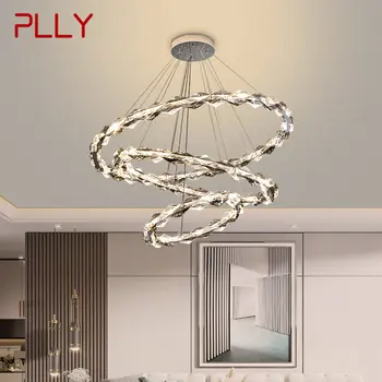 Модерна Кристален полилей PLLY с led подсветка, луксозни пръстен, окачен лампа, начало декор за хол, трапезария, спалня